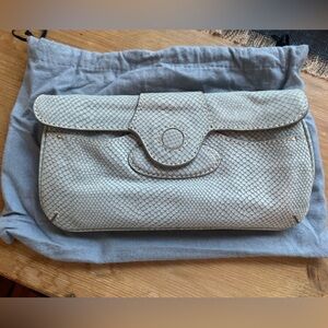 Talbots grey leather clutch